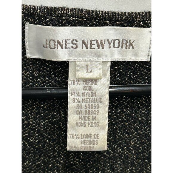 Jones New York Black Gold Diamond Pattern Sleeveless Knit Vest Top Sz Large - Picture 5 of 9